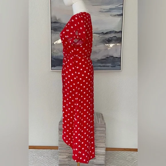 Divided H&M Red Asymmetrical Polka Dot Wrap Dress - Picture 2 of 16